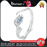 925 Silver Tulip Opening Ring Flower & Vine Adjustable Romantic Jewelry
