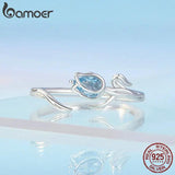 925 Silver Tulip Opening Ring Flower & Vine Adjustable Romantic Jewelry