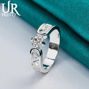 925 Silver AAA Zircon Hollow Out Ring for Women