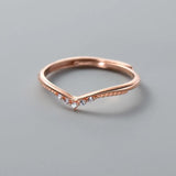 925 Sterling Silver Zircon Wave Adjustable Ring for Women