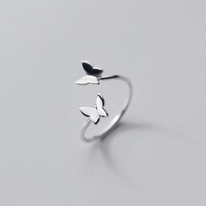 925 Silver Butterfly Ring Adjustable Women Fine Jewelry