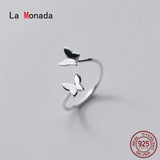 925 Silver Butterfly Ring Adjustable Women Fine Jewelry