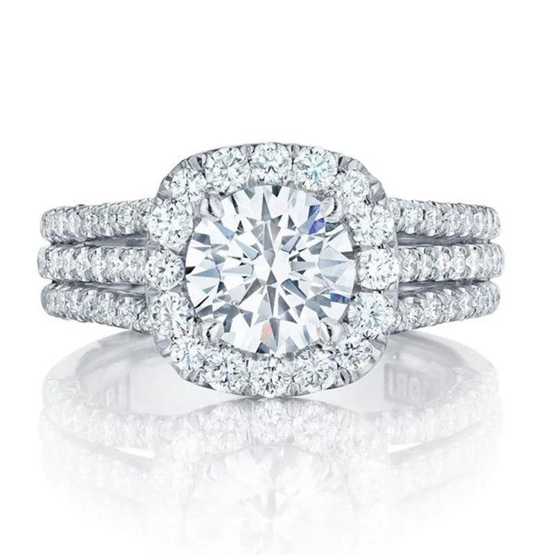 Sterling Silver Square Cut Zircon Finger Rings for Women