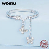 925 Silver Butterfly Open Rings Zircon Adjustable Ring Fine Party Jewelry