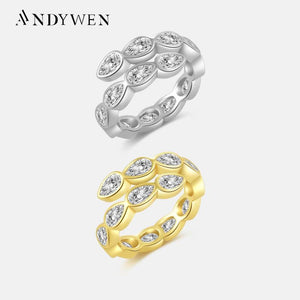 925 Sterling Silver CZ Pear Zircon Ring Resizable Adjustable Women Fine Jewelry