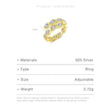 925 Sterling Silver CZ Pear Zircon Ring Resizable Adjustable Women Fine Jewelry