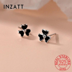Sterling Silver Zircon Clover Stud Earrings for Women