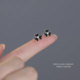 Sterling Silver Zircon Clover Stud Earrings for Women