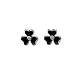 Sterling Silver Zircon Clover Stud Earrings for Women
