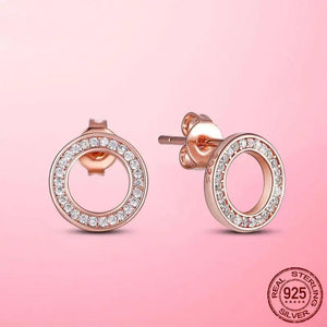925 Silver Circle Stud Earrings CZ Round Cubic Zircon