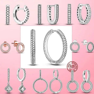 925 Silver Circle Stud Earrings CZ Round Cubic Zircon