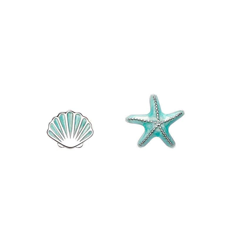 S925 Starfish Shell Earrings for Women Sweet Girls Party Jewelry