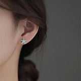 S925 Starfish Shell Earrings for Women Sweet Girls Party Jewelry