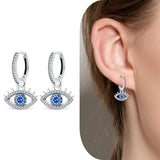 925 Silver Women Hoop Earrings Pave CZ Evil Eyes Star Zircon Wedding Earring