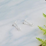 925 Silver Crystal Cube Square Stud Earrings Women Christmas Drop