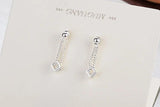 925 Silver Crystal Cube Square Stud Earrings Women Christmas Drop