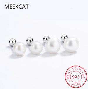 925 Silver Pearl Screw Stud Earrings Mini Jewelry DA2290
