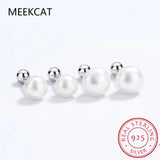 925 Silver Pearl Screw Stud Earrings Mini Jewelry DA2290