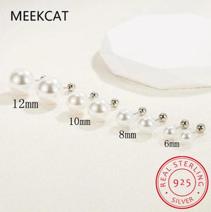 925 Silver Pearl Screw Stud Earrings Mini Jewelry DA2290