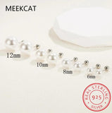 925 Silver Pearl Screw Stud Earrings Mini Jewelry DA2290