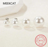 925 Silver Pearl Screw Stud Earrings Mini Jewelry DA2290