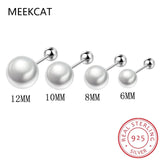 925 Silver Pearl Screw Stud Earrings Mini Jewelry DA2290