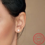 925 Silver Pearl Screw Stud Earrings Mini Jewelry DA2290