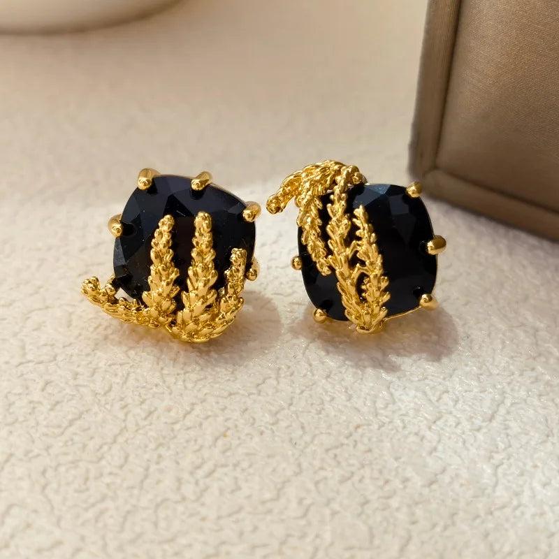 925 Silver Needle Geometric Glass Earrings for Lady Party Gift