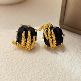 925 Silver Needle Geometric Glass Earrings for Lady Party Gift