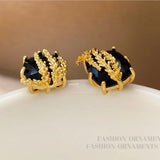 925 Silver Needle Geometric Glass Earrings for Lady Party Gift