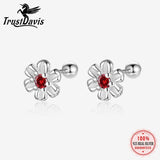 925 Silver Flower Zircon Stud Earrings for Girls - DF2101