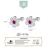 925 Silver Flower Zircon Stud Earrings for Girls - DF2101