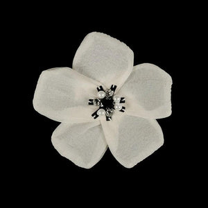 5Pcs Beaded Five Petal Flower Silk Chiffon Fabric Flower