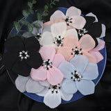 5Pcs Beaded Five Petal Flower Silk Chiffon Fabric Flower