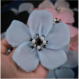 5Pcs Beaded Five Petal Flower Silk Chiffon Fabric Flower