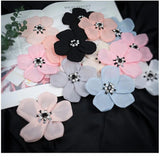 5Pcs Beaded Five Petal Flower Silk Chiffon Fabric Flower