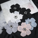 5Pcs Beaded Five Petal Flower Silk Chiffon Fabric Flower
