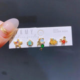 925 Silver Needles Princess Stud Earring Zircon Crystal Jewelry Gift