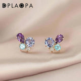 925 Silver Rainbow CZ Stud Earring Piercing Pendientes