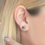 925 Silver Rainbow CZ Stud Earring Piercing Pendientes