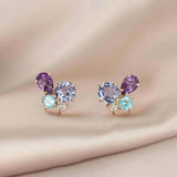 925 Silver Rainbow CZ Stud Earring Piercing Pendientes