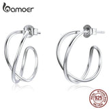 Intertwined Love Ear Stud 925 Sterling Silver Earrings for Women