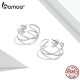 Intertwined Love Ear Stud 925 Sterling Silver Earrings for Women