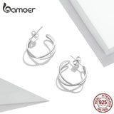 Intertwined Love Ear Stud 925 Sterling Silver Earrings for Women
