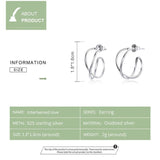Intertwined Love Ear Stud 925 Sterling Silver Earrings for Women