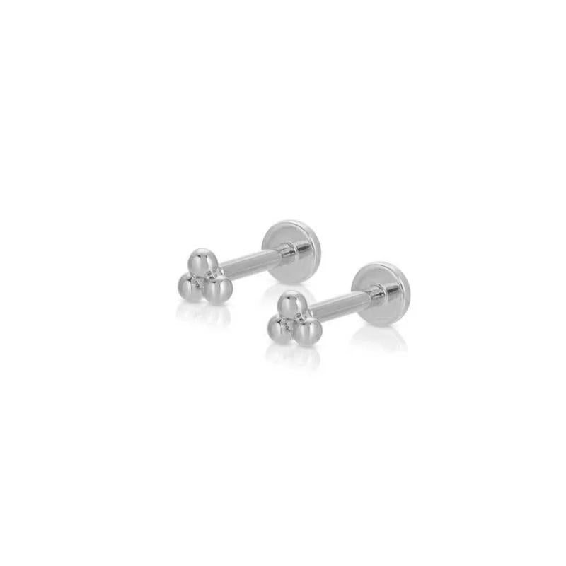 925 Sterling Silver Flower Beads Stud Earring No Piercing Women