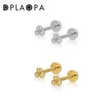 925 Sterling Silver Flower Beads Stud Earring No Piercing Women