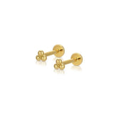 925 Sterling Silver Flower Beads Stud Earring No Piercing Women