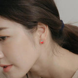 925 Silver Strawberry Stud Earrings for Women Girls