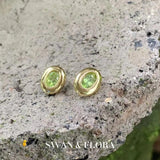 Green Peridot 925 Sterling Silver Stud Earrings for Women
